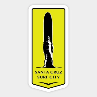 Surf City Santa Cruz California Surfer Statue Bill Lidderdale Sticker Sticker